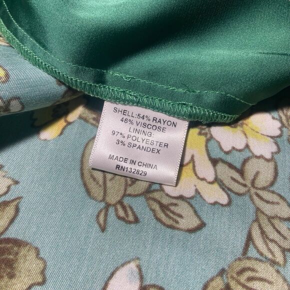 Majorelle Blouse Top Women Size S Green Floral Bird Print Long Sleeve Open Front - Picture 12 of 14